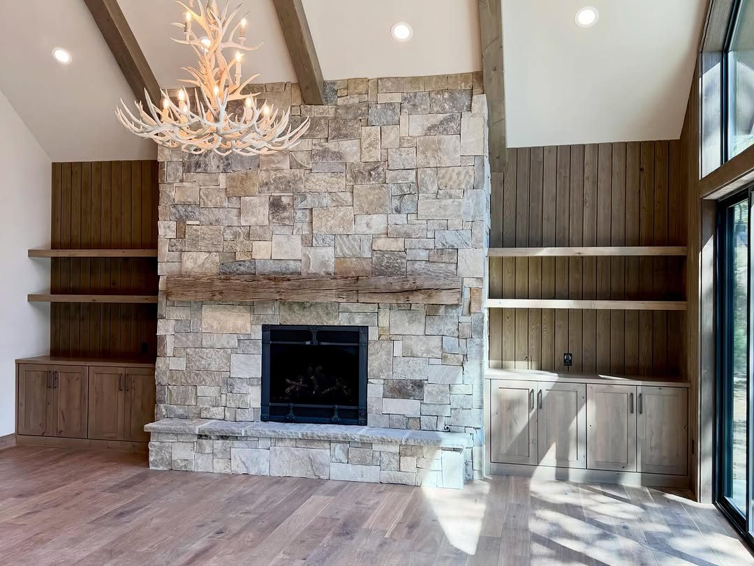 Custom entertainment wall with built-in storage